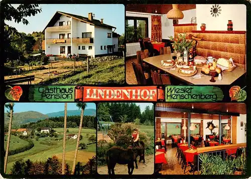AK / Ansichtskarte 73928350 Wieslet Gasthaus Pension Lindenhof Gastraeume Panorama Ponyreiten