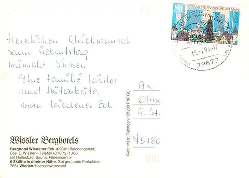 AK / Ansichtskarte 73928357 Wieden_Schwarzwald Berghotel Wiedener Eck