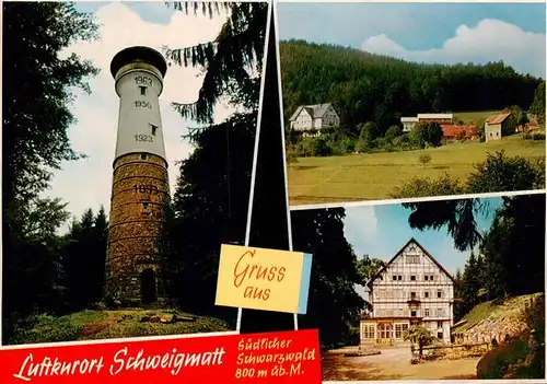 AK / Ansichtskarte 73928364 Schweigmatt_Schopfheim Aussichtsturm Hohe Moehr Panorama Fachwerkhaus