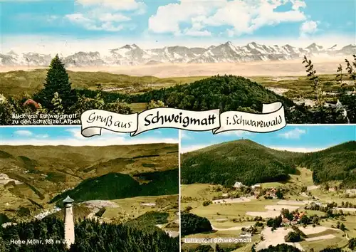 AK / Ansichtskarte 73928370 Schweigmatt_Schopfheim Panorama mit Schweizer Alpen Hohe Moehr Aussichtsturm 