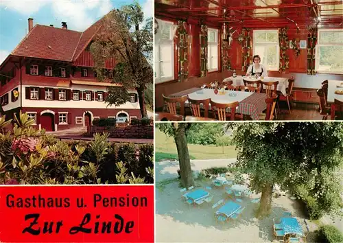 AK / Ansichtskarte  Oberharmersbach Gasthaus Pension Zur Linde Gastraum Lindenbaum