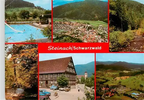 AK / Ansichtskarte  Steinach_Kinzigtal_Schwarzwald Freibad Fliegeraufnahmen Panorama Schwarzwaldhaus