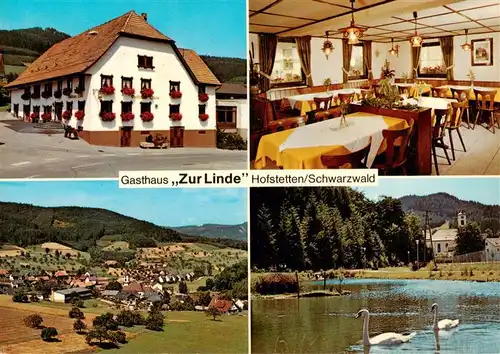 AK / Ansichtskarte  Hofstetten_Schwarzwald_Haslach_Kinzigtal Gasthaus Zur Linde Gastraum Schwanenteich