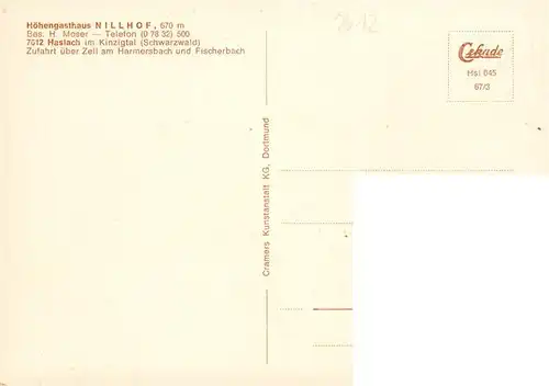 AK / Ansichtskarte  Haslach_Kinzigtal Hoehengasthof Nillhof