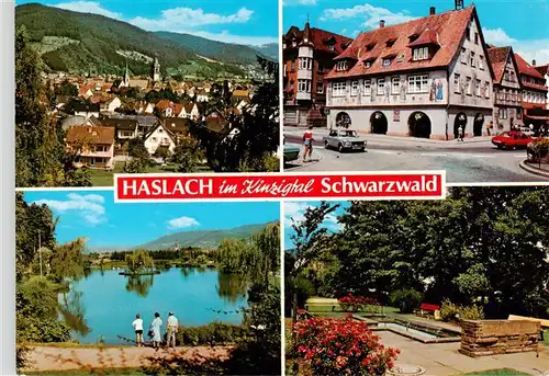 AK / Ansichtskarte 73928450 Haslach_Kinzigtal Panorama Rathaus Schwanenteich Park