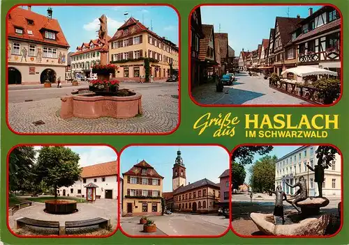 AK / Ansichtskarte 73928451 Haslach_Kinzigtal Rathaus Brunnen Ortspartien Marktplatz Brunnenfiguren