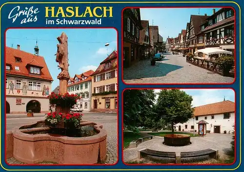AK / Ansichtskarte 73928468 Haslach_Kinzigtal Brunnen Rathaus Marktplatz