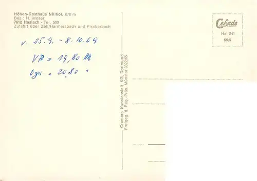 AK / Ansichtskarte  Haslach_Kinzigtal Hoehen Gasthaus Nillhof Fliegeraufnahme