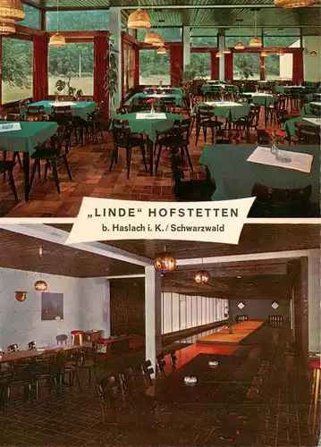 AK / Ansichtskarte  Hofstetten_Schwarzwald_Haslach_Kinzigtal Gasthaus Linde Gastraeume Kegelbahn