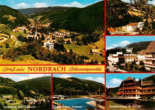 AK / Ansichtskarte 73928493 Nordrach Panorama Sanatorium Kurhaus Fachklinik Klausenbach Freibad Krankenhaus St Georg
