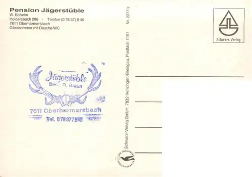 AK / Ansichtskarte 73928511 Oberharmersbach Pension Jaegerstueble