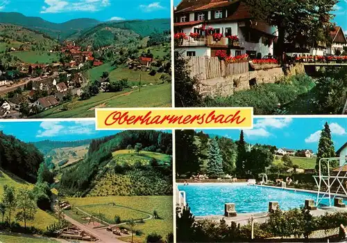 AK / Ansichtskarte  Oberharmersbach Fliegeraufnahme Gasthaus Panorama Schwimmbad