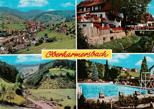 AK / Ansichtskarte  Oberharmersbach Fliegeraufnahme Gasthaus Panorama Schwimmbad