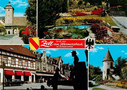 AK / Ansichtskarte 73928558 Zell_Harmersbach Teilansichten Ortszentrum Turm Marktplatz Parkanlagen
