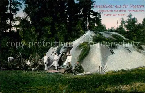 AK / Ansichtskarte 33928569 Vogesen_Vosges_Region WK1 Kriegsbilder aus den Vogesen Feldlazarett mit leicht Verwundeten 
Verlaf Emil Hartmann