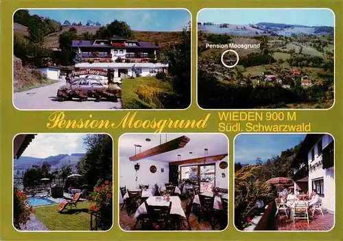 AK / Ansichtskarte 73928603 Wieden_Schwarzwald Pension Moosgrund Panorama Schwimmbad Gaststube Terrasse