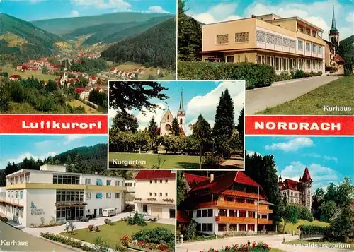 AK / Ansichtskarte 73928611 Nordrach Panorama Kurgarten Kurhaus Schwarzwaldsanatorium