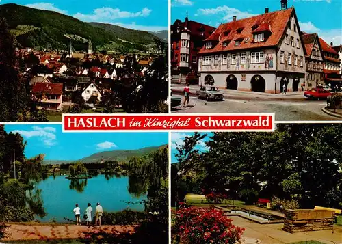 AK / Ansichtskarte  Haslach_Kinzigtal Panorama Rathaus Weiher Wassertretanlage