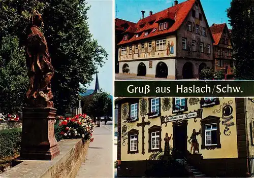 AK / Ansichtskarte 73928673 Haslach_Kinzigtal Rathaus Gasthaus zur Kanone Park