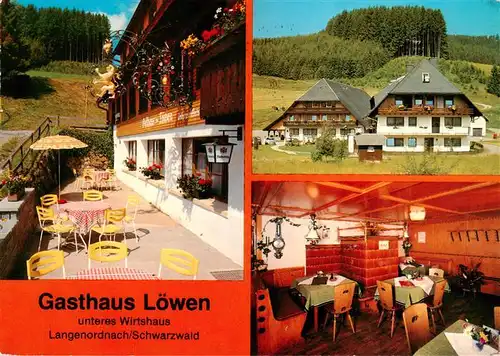 AK / Ansichtskarte  Langenordnach_Titisee-Neustadt Gasthaus Loewen Unteres Wirtshaus Terrasse Gastraum