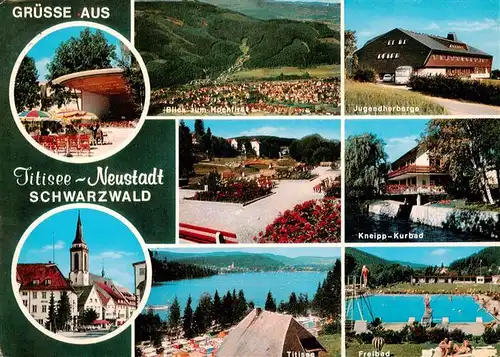 AK / Ansichtskarte  Titisee-Neustadt Konzertpavillon Hochfirst Jugendherberge Park Kurbad Kirche Titisee Freibad