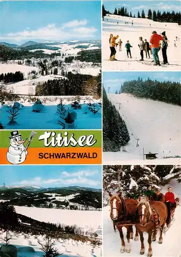 AK / Ansichtskarte 73928888 Titisee-Neustadt Panorama Skipiste Skilift Pferdeschlitten