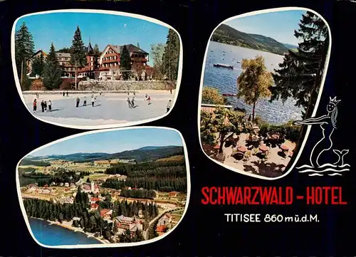 AK / Ansichtskarte 73928909 Titisee-Neustadt Schwarzwald Hotel Fliegeraufnahme Seepartie Eislaufen