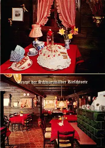 AK / Ansichtskarte  Gutach_Schwarzwald Original Vogtsbauernstube Schwarzwaelder Bauernvesper am Kachelofen Rezept der Schwarzwaelder Kirschtorte