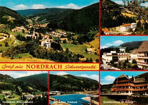 AK / Ansichtskarte 73928958 Nordrach Panorama Sanatorium Kurhaus Fachklinik Klausenbach Freibad Krankenhaus St Georg