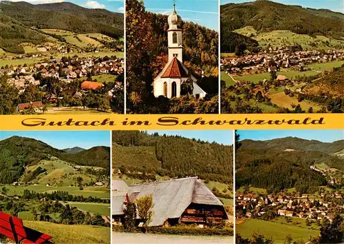 AK / Ansichtskarte 73928962 Gutach_Schwarzwaldbahn Panorama Kirche Schwarzwaldhaus