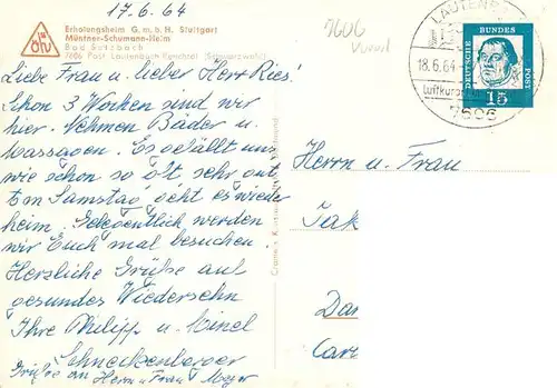 AK / Ansichtskarte  Bad_Sulzbach Erholungsheim Muentner Schumann Heim Gastraeume