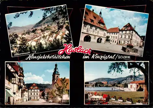 AK / Ansichtskarte 73928971 Haslach_Kinzigtal Panorama Rathaus Ortspartie Schwimmbad