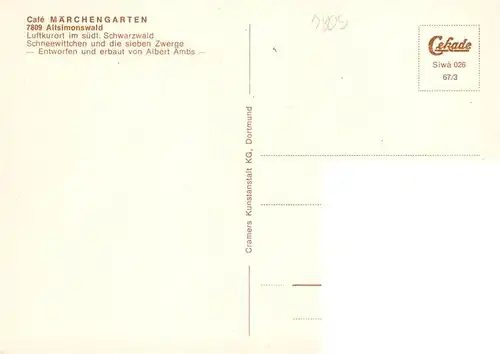 AK / Ansichtskarte  Altsimonswald_Simonswald_BW Cafe Maerchengarten Schneewittchen und die sieben Zwerge