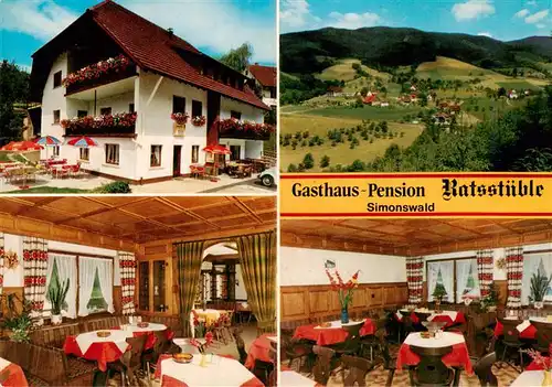 AK / Ansichtskarte 73928996 Simonswald_Simonswaeldertal Gasthaus Pension Ratsstueble Gastraeume Panorama