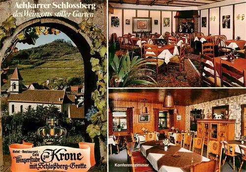 AK / Ansichtskarte 73929057 Achkarren Hotel Restaurant Cafe Winzerstube zur Krone Schlossberg Grotte Konferenzzimmer