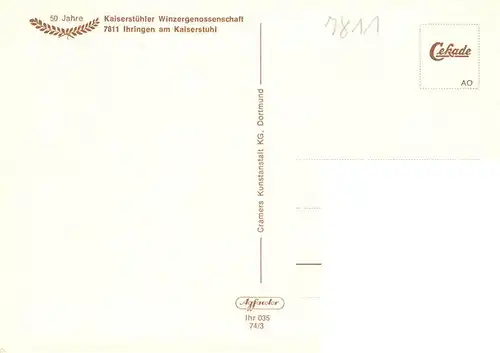 AK / Ansichtskarte  Ihringen_Kaiserstuhl Kaiserstuehler Winzergenossenschaft