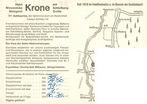 AK / Ansichtskarte  Achkarren Hotel Restaurant Cafe Winzerstube Zur Krone mit Schlossberg Grotte Gastraeume