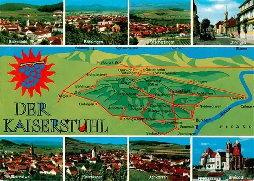 AK / Ansichtskarte 73929106 Kaiserstuhl_Region mit den Weinorten Bickensohl Boetzingen Ihringen  Bischoffingen Oberrotweil Oberbergen Achkarren Breisach