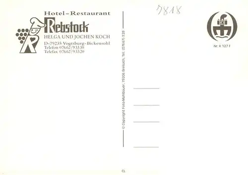 AK / Ansichtskarte  Bickensohl_Vogtsburg_Kaiserstuhl Hotel Restaurant Rebstock