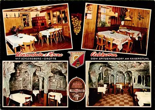 AK / Ansichtskarte 73929118 Achkarren Hotel Restaurant Cafe Winzerstube Zur Krone mit Schlossberg Grotte Gastraeume