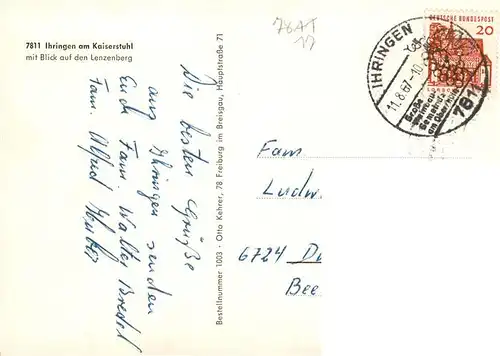 AK / Ansichtskarte  Ihringen_Kaiserstuhl mit Lenzerberg