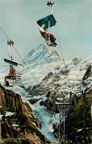 AK / Ansichtskarte 73929201 Sessellift_Chairlift_Telesiege Grindelwald First-Bahn Schreckhoerner Oberer Gletscher