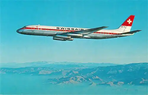 AK / Ansichtskarte  Flugzeuge_Zivil Swissair Technical data DC-8-62 