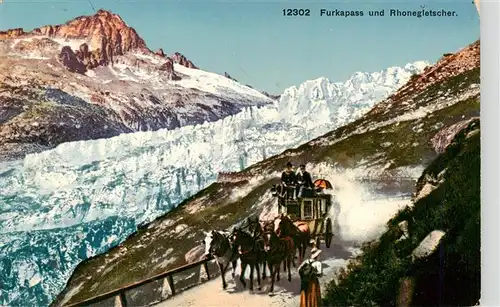 AK / Ansichtskarte  Postkutsche Furkapass Rhonegletscher