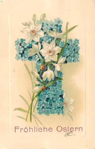 AK / Ansichtskarte  Ostern_Easter_Paques_Pasqua Blume Kreuz Narzisen Litho