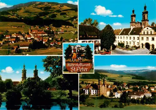 AK / Ansichtskarte  St_Peter_Schwarzwald Fliegeraufnahme Kirche Wegweiser Kirche Panorama