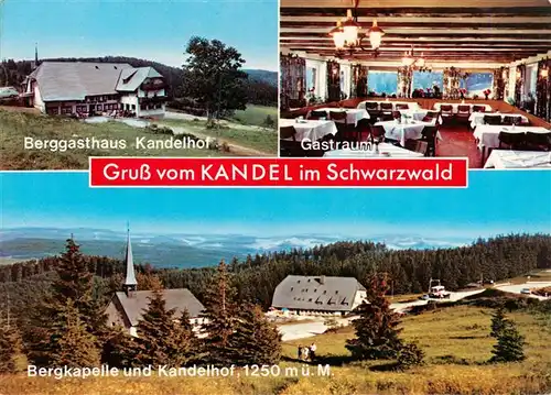 AK / Ansichtskarte 73929369 St_Peter_Schwarzwald Berggasthaus Kandelhof Gastraum Bergkapelle und Kandelhof