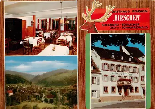 AK / Ansichtskarte  Sulzburg_Freiburg Gasthaus Pension Hirschen Gastraum Panorama