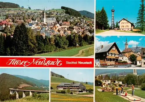 AK / Ansichtskarte 73929429 Titisee-Neustadt Panorama Bruecke Gasthof Aussichtsturm Minigolf