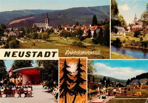 AK / Ansichtskarte 73929445 Neustadt__Schwarzwald_Titisee-Neustadt Panorama mit Kirche Kurkonzert Minigolf